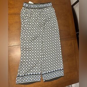 H&M Blue and White Patterned Wide Leg Pants